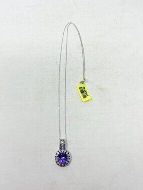 Shop LC Rose De France Amethyst/Cambodian Zircon Silver Pendant & Chain 5246